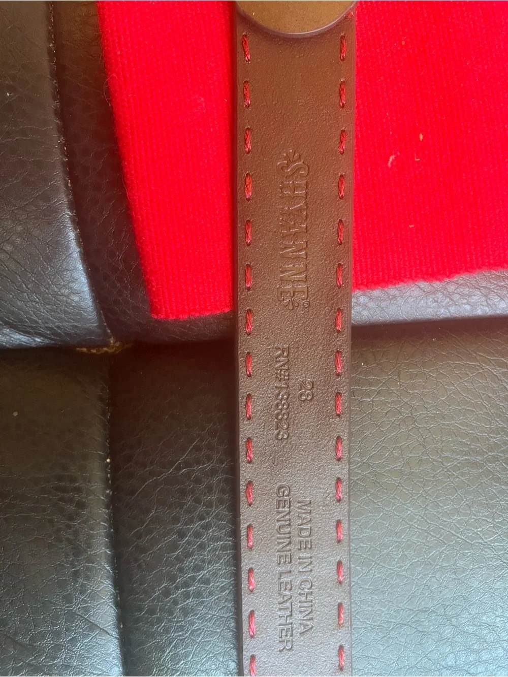 Western Floral Tooled Genuine Leather Belt – Size 28 – Red & Brown